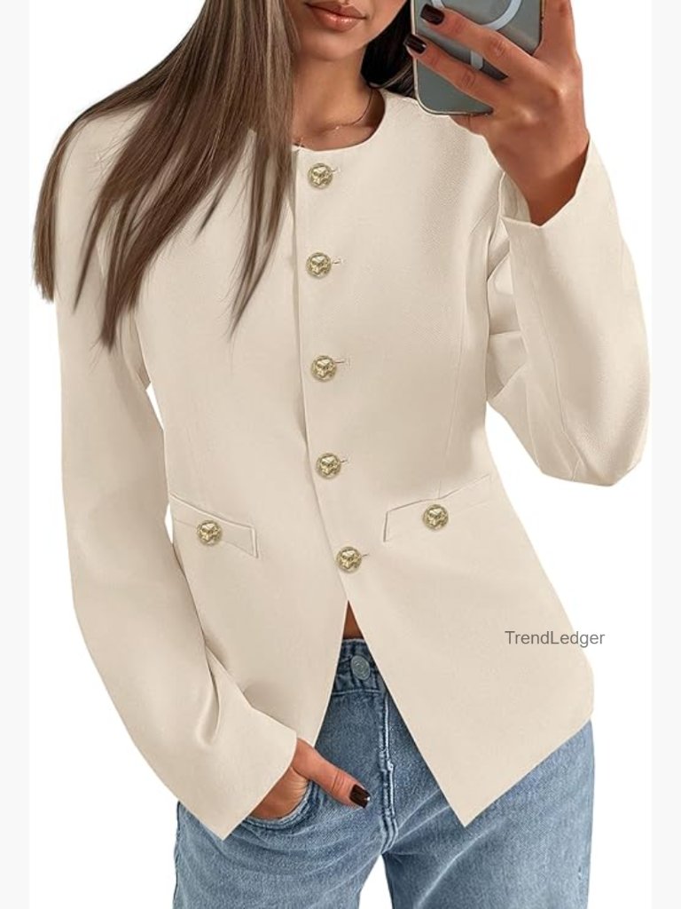 Blazer Jacket Button Down Fitted Lightweight Dressy Work Suit Jacket Trendy